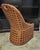 1970s Vintage Basketweave Rattan Accent Chair With Sculptural Handled Back For Sale - Image 5 of 7