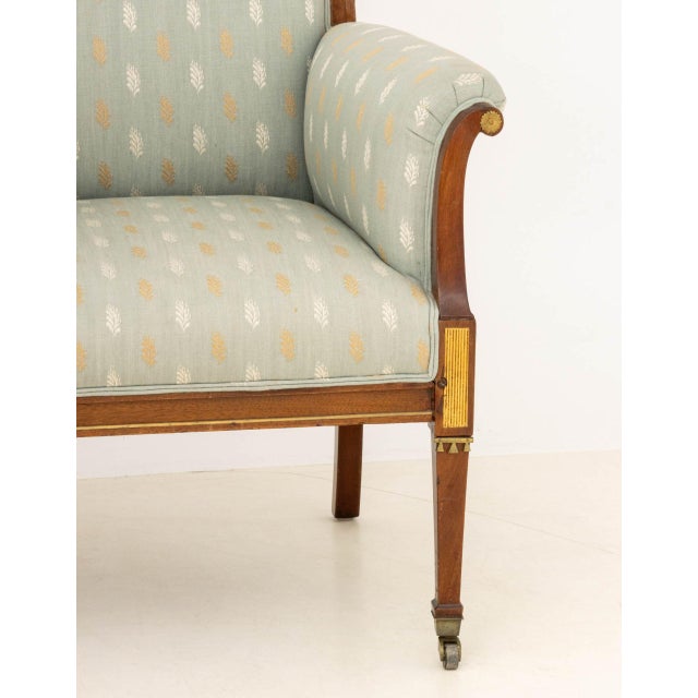 Mid-Century Modern Pair of Swedish Mahogany Bergeres, 19th Century For Sale - Image 3 of 6