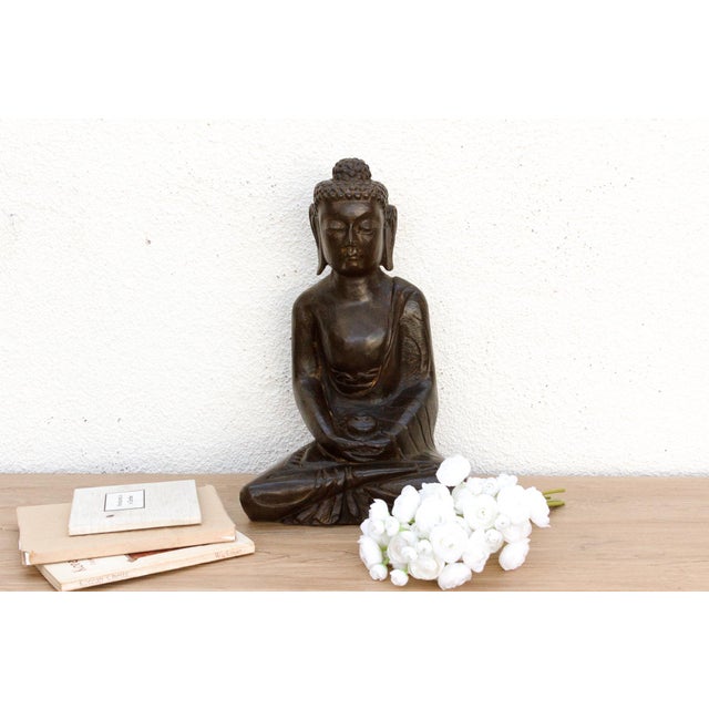 Black Black Stone Buddha Seated in Meditation For Sale - Image 8 of 8