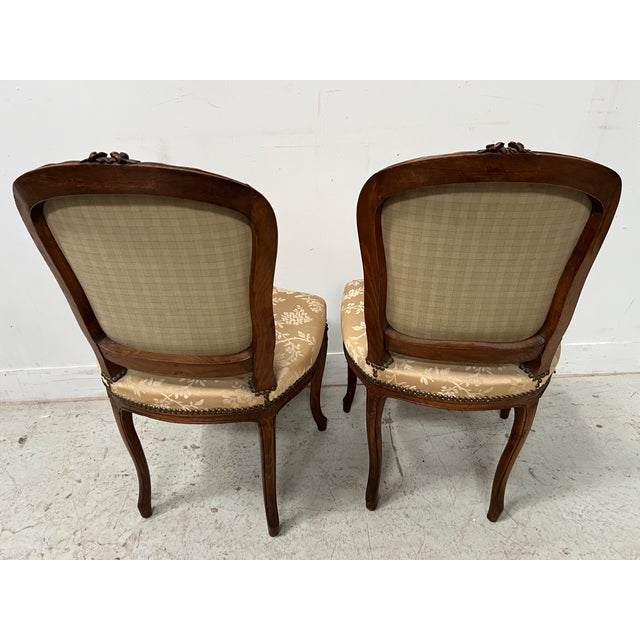 Louis XV Style Chairs and Ottoman in Walnut, Set of 3 For Sale - Image 6 of 18