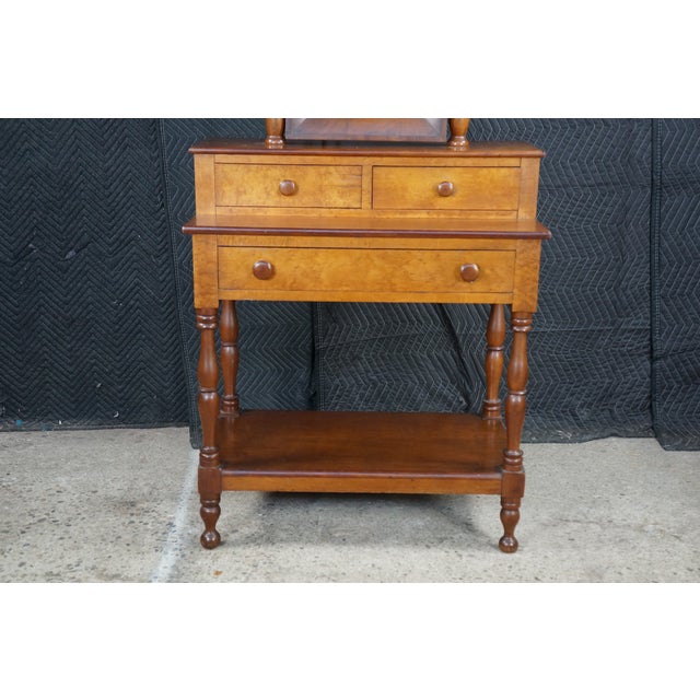 Late 19th Century Antique Victorian Plum Pudding Mahogany Washstand Vanity W Mirror 62" For Sale - Image 5 of 18