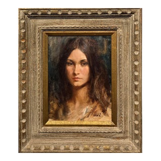 Richard Alan Schmid - 1969 Portrait of a Brunette Model - Oil Painting For Sale