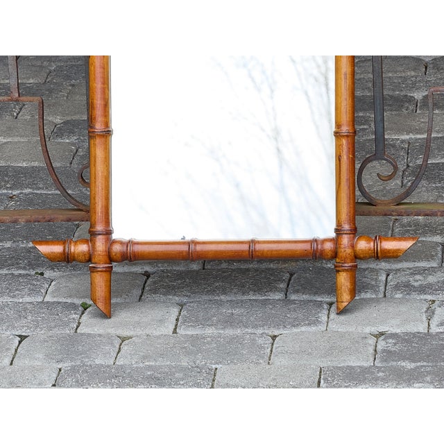 Glass French Faux Bamboo Wall Mirror with Turned Wood Frame, circa 1900 For Sale - Image 7 of 12