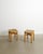 Rare pair of french mid century wooden "meribel" stools in ash and original grass straw seats by charlotte perriand for...