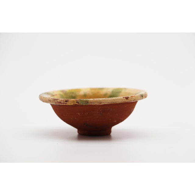 19th Century Small Portuguese Rustic Glazed Spongeware Wine Cup Bowl For Sale - Image 4 of 12
