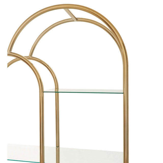Mid 20th Century Asymmetrical Arched Étagère in Polished Brass For Sale - Image 4 of 6