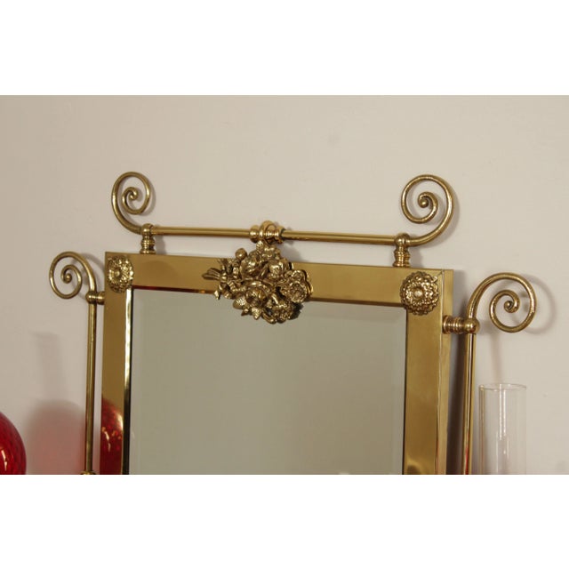 Victorian Brass Oil Lamp Candelabra Wall Mirror For Sale - Image 4 of 12