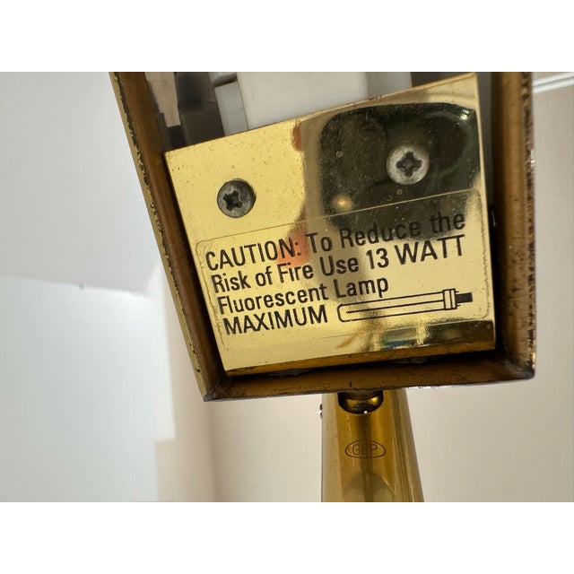 Wood Vintage House of Troy Brass and Wood Counterbalance Piano Desk Lamp For Sale - Image 7 of 9