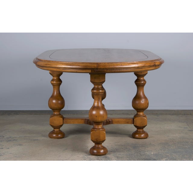 Brown Country French Provincial Oval Farmhouse Maple Trestle Dining Table For Sale - Image 8 of 12