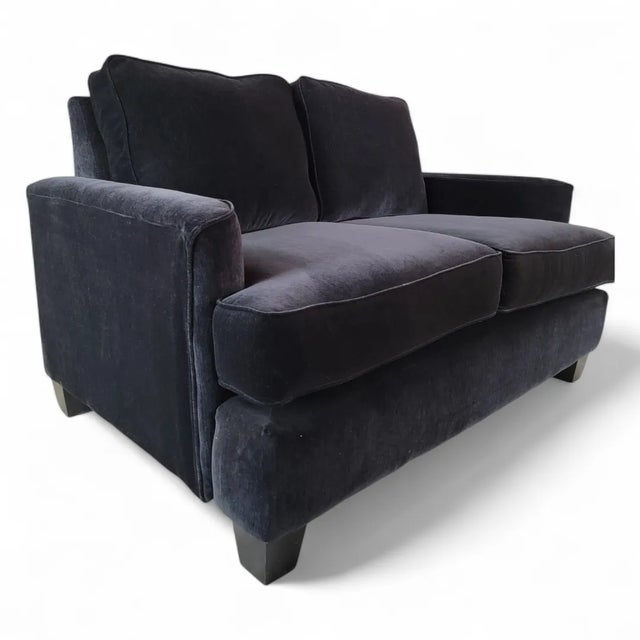 Vintage Contemporary Postmodern Black Velvet Sofa For Sale - Image 4 of 6