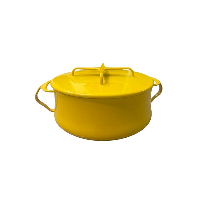 Vintage Mid-Century Modern 2nd Generation Dansk Kobenstyle Yellow Enamel 2 Qt Sauce Pan Jens Quistgaard For Sale - Image 12 of 12