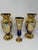 Victorian Signed Antique Moser Karlsbad Cobalt & Gilt Enamel Art Glass Garniture Set, 3 Pieces, Circa 1900 For Sale - Image 3 of 11