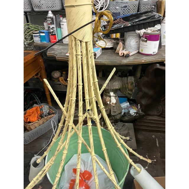 Mid-Century Modern Monumental Mid-Century Modern Regency Style Faux Bamboo Tole 12 Arm Chandelier For Sale - Image 3 of 10