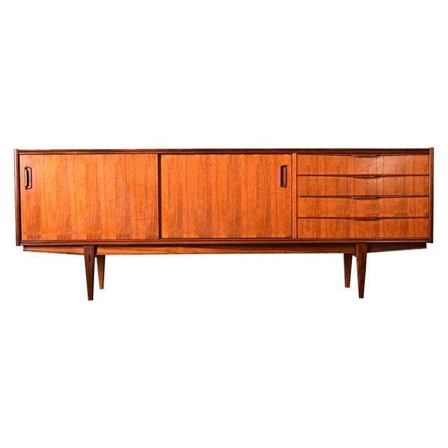 Brown French Vintage Mid-Century Modern Walnut Sideboard For Sale - Image 8 of 16