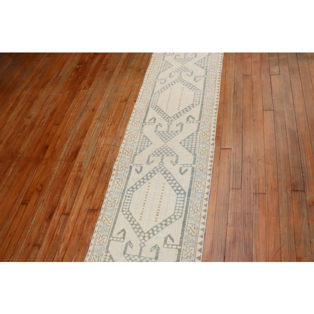 Beige Narrow Neutral Color Persian Runner, Mid-20th Century For Sale - Image 8 of 18