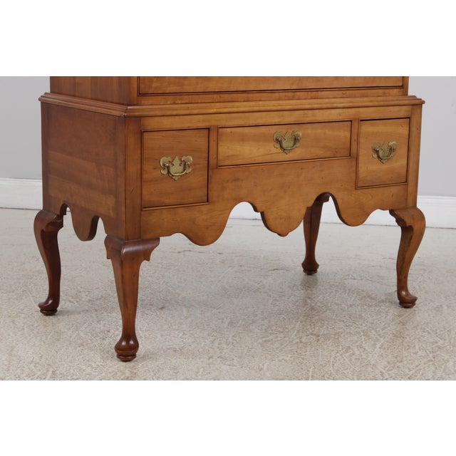 Stickley Cherry Queen Anne Flat Top Highboy Chest For Sale - Image 11 of 17
