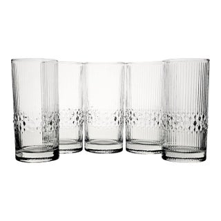 Late 20th Century Durobor Alaskan Belgian Pressed Glass Highball Tumblers - Set of 5 For Sale