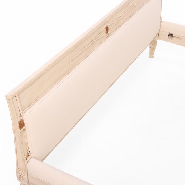 Antique White A French Directoire Style Painted and Carved Queen Bed, C. 1950. For Sale - Image 8 of 10