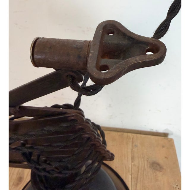 Industrial Black Enamel Scissor Ceiling Lamp, 1930s For Sale - Image 17 of 18