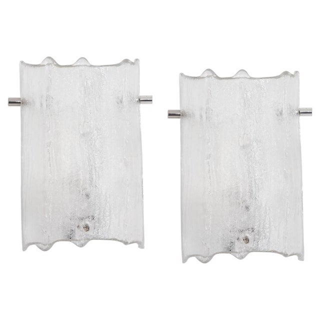 Vintage Murano Ice Glass Vanity Sconces from Kaiser Leuchten, Germany, 1970s, Set of 2 For Sale - Image 14 of 14