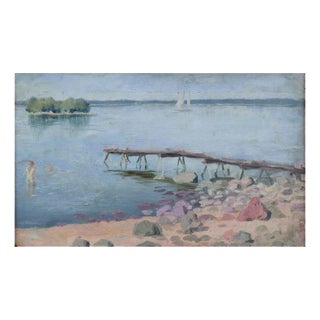 Garibaldi Lindberg, Lakeside Scene, Oil on Canvas For Sale