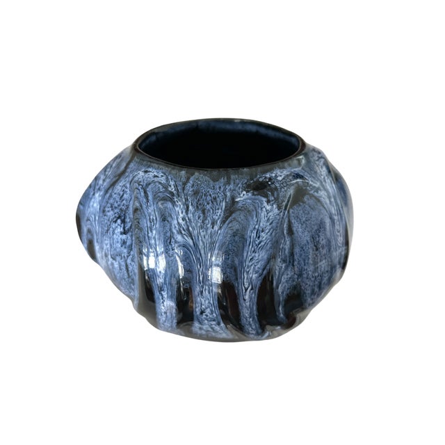 Van Briggle Mid-Century Anna Van Briggle Black and Blue Lava Glaze Art Pottery Vase Colorado Springs 1961 For Sale - Image 4 of 7
