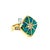 Mid 20th Century Kabana 14k Yellow Gold Fire Opal Inlay & Diamond Ring Size 7 For Sale - Image 4 of 9