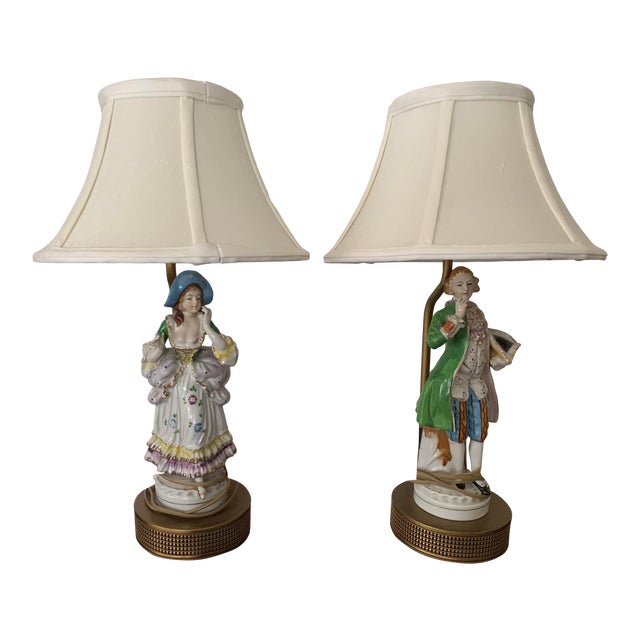 Vintage Capodimonte Style Figurine Lamps A Pair Chairish