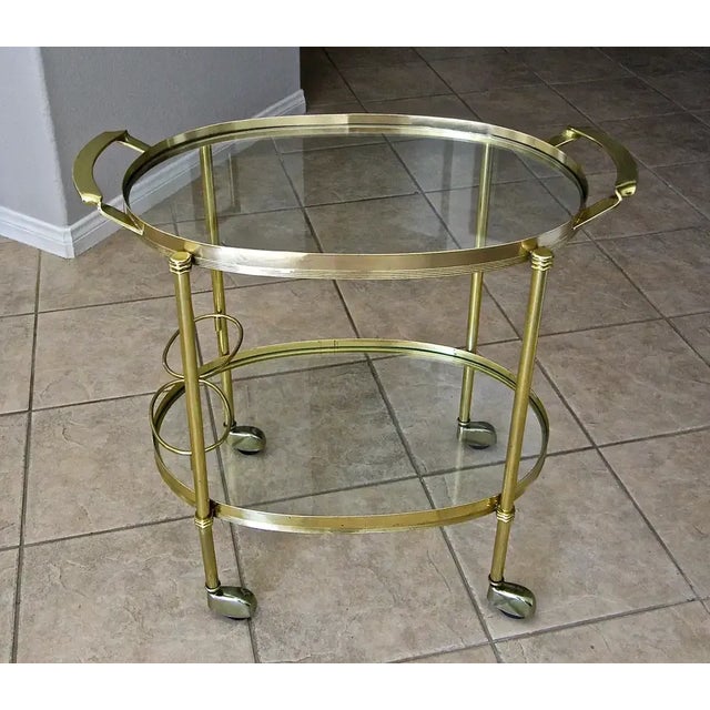 1970s Italian Brass Tea Cart For Sale - Image 4 of 13