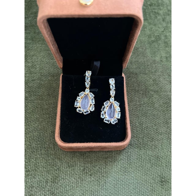 Bochic "Capri" Pink Quartz & White Topaz Earrings Set In 18K Gold & Silver For Sale - Image 9 of 18