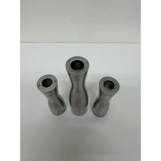 Erika Pekkari Steel Candlestick Holders, 1990s - Set of Three For Sale In Miami - Image 6 of 13