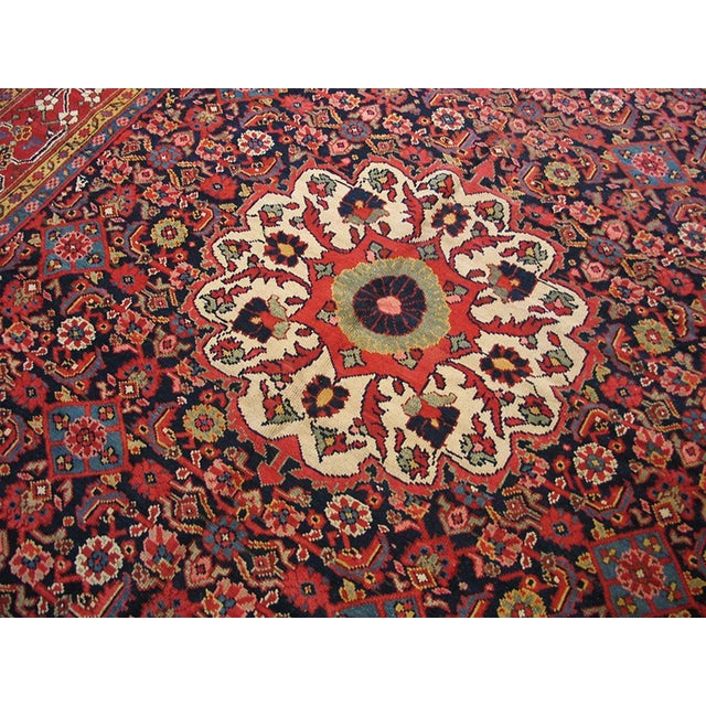 1860s Blue Navy Herati Antique n.w. Persian Long Gallery Rug Inscribed & Dated 1863 8' X 26'6" Handknotted Wool Carpet For Sale - Image 4 of 7