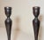 English Pair Antique 19th Century Turned English Wood Brass Candlesticks Candle Holders For Sale - Image 3 of 8