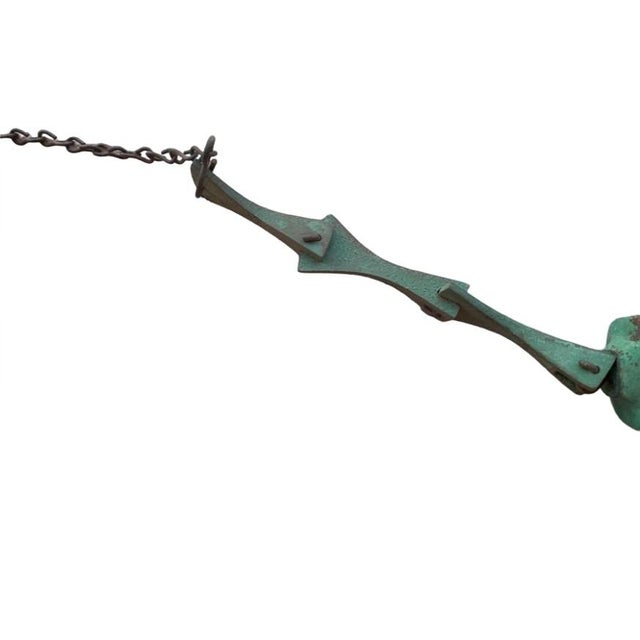 Verdigris Vintage Authentic Paolo Soleri Cosanti Bronze Wind Bell With Stamped Maker's Mark For Sale - Image 8 of 8