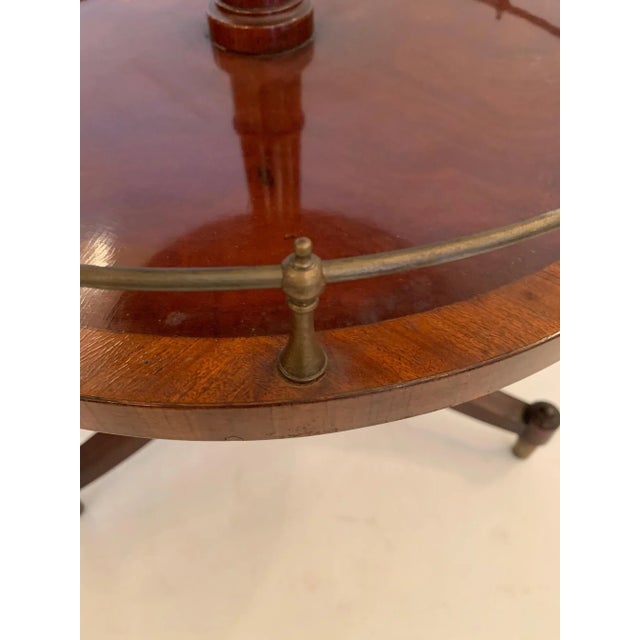 Wood Antique 2 Tier Mahogany and Tooled Leather Side Table For Sale - Image 7 of 13