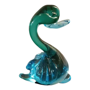 1990s Murano Italy Teal Glass Duck Figurine