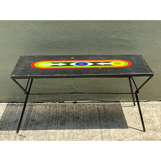 Vintage Geometric Painted Wood Table For Sale - Image 15 of 18
