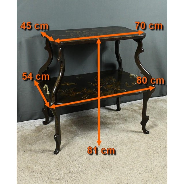 Lacquered Wood Tea Table with Asian Decorations For Sale - Image 17 of 18