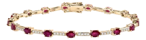 14k Solid Gold Diamond Ruby Tennis Bracelet for Wedding