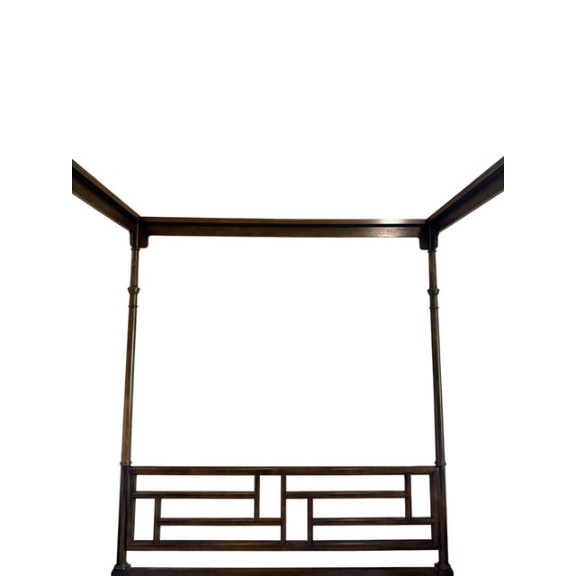 1990s Baker Furniture "Far East" Canopy Bed, Mahogany, Queen Size, Vintage For Sale - Image 5 of 5