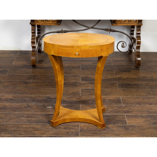Biedermeier 19th Century Walnut Accent Table with Oval Top and Quarter Veneer For Sale - Image 11 of 12