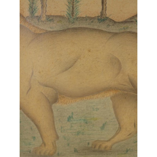 French Artist, Study of a Lion in a Palm Jungle, 1870, Colored Pencil on Paper For Sale - Image 13 of 17