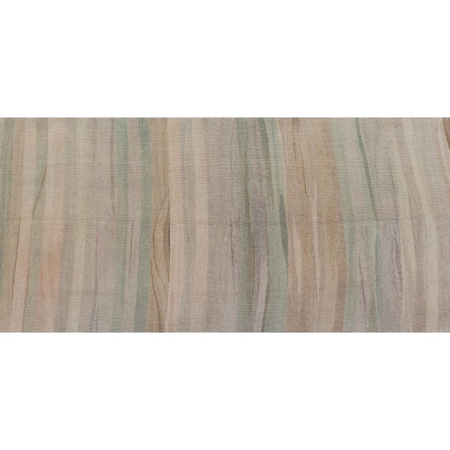 Subtle Horizontal Stripe Design Turkish Vintage Kilim Runner in Soft Pastels For Sale In Atlanta - Image 6 of 12