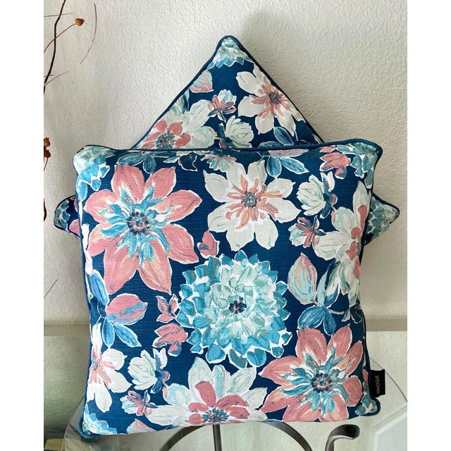 Circa 2010 Watercolor Floral Design Throw Pillows - A Pair For Sale - Image 10 of 12