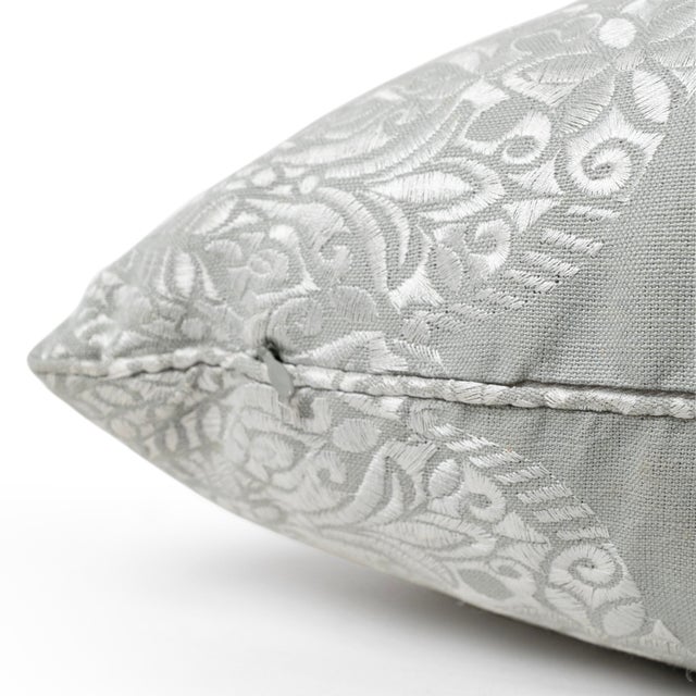 Transitional 1990s Down Filled Pillow With SIlk Embroidered Sunburst For Sale - Image 3 of 8