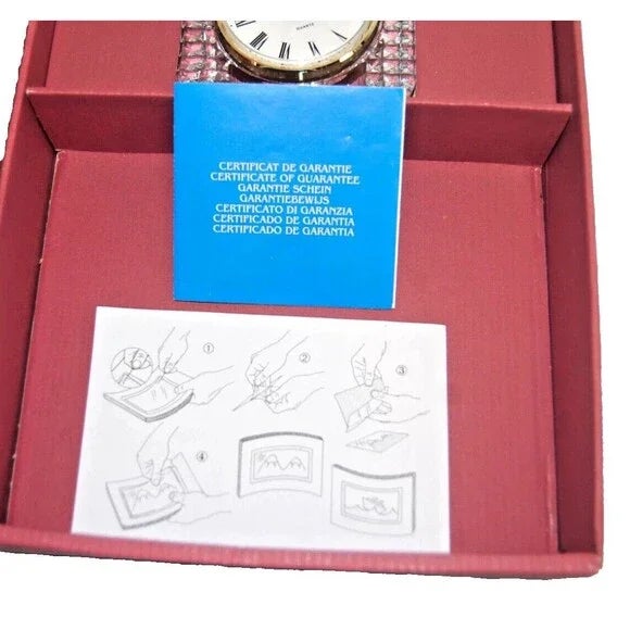 Vintage Cristal d'Arques France 24% Lead Crystal Desk Clock Photo Frame Set For Sale - Image 10 of 11