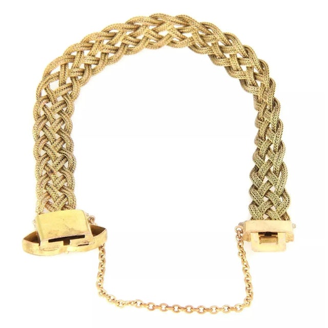 Contemporary Braided Flex 18k Yellow & Rose Gold Floral Bracelet For Sale - Image 3 of 5