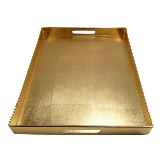Hollywood Regency Style Gold Leaf Rectangular Serving Tray Chairish