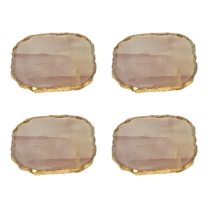 Viken Agate Marble Glass Coasters, Pink, Set of 4