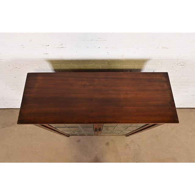 Wood Limbert Style Mission Arts & Crafts Mahogany Leaded Glass Front Double Bookcase Cabinet, Circa 1900 For Sale - Image 7 of 10